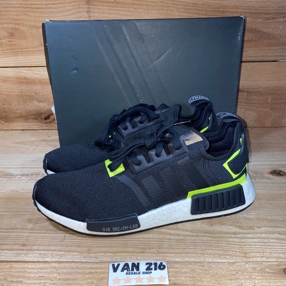 adidas | Shoes | Adidas Nmd R Black Green Neon Mens Running Shoes Bd7751  Size 1 | Poshmark